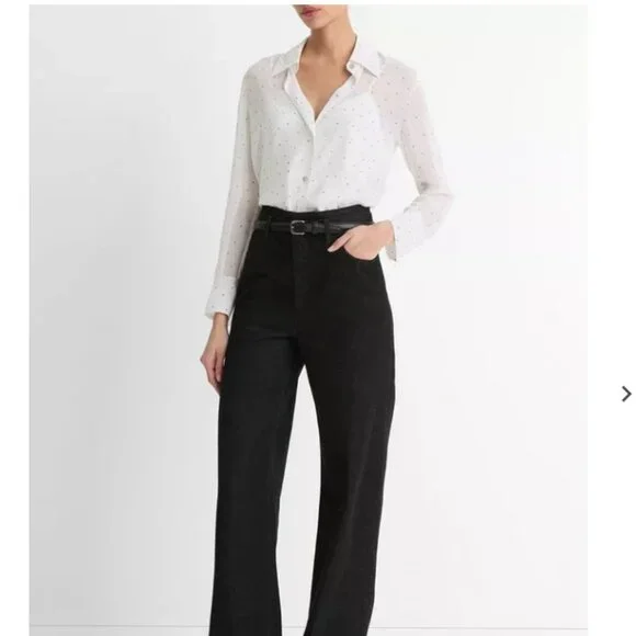 NWT Vince Sheer Dot-Print Silk Lined Blouse with matching camisole - Picture 3 of 7